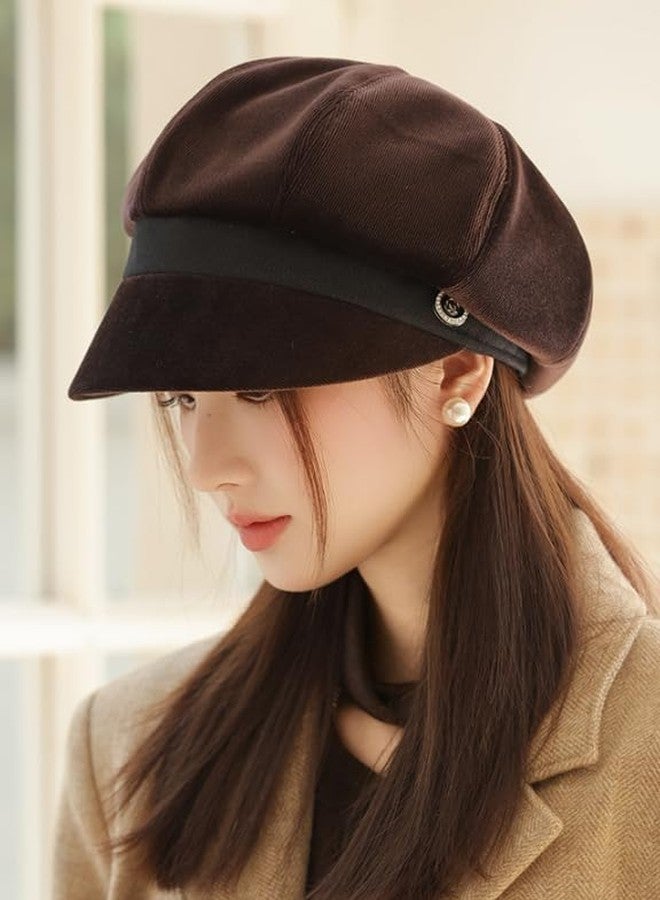 URAWOW Newsboy Cap for Women with Visor Fall Beret Hats for Women Ladies Slouchy Fashion Accessories Classic Casual - Image 4